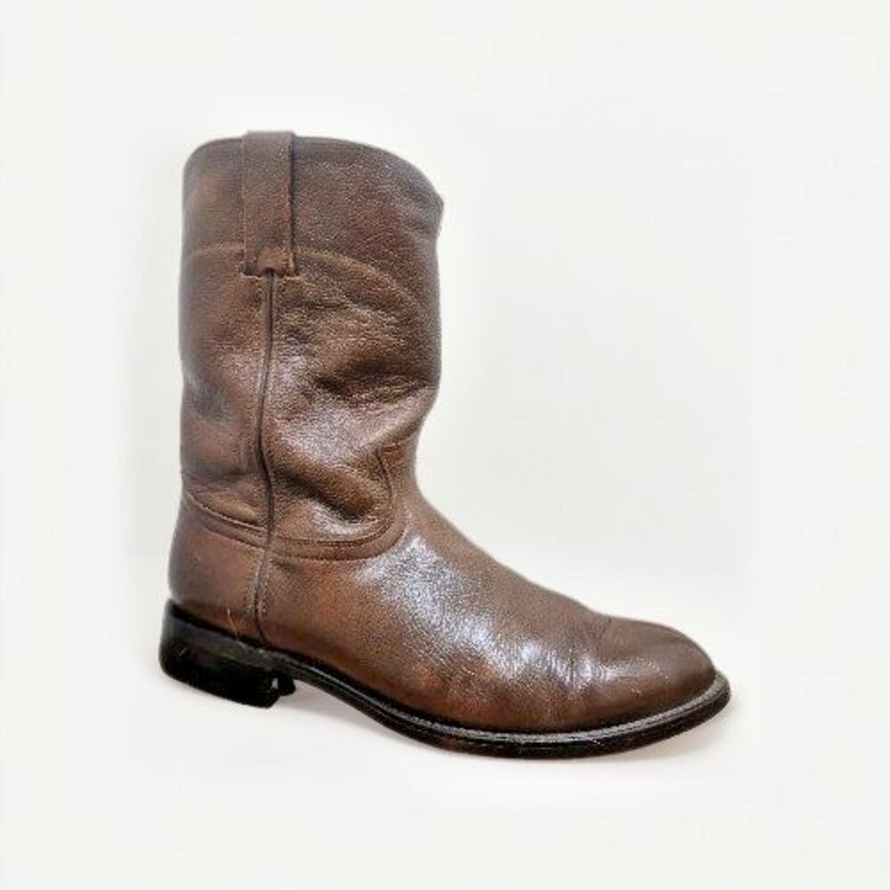Vintage Dan Post Men's Brown Leather Roper Cowboy Boots Style 6587 Size 10D